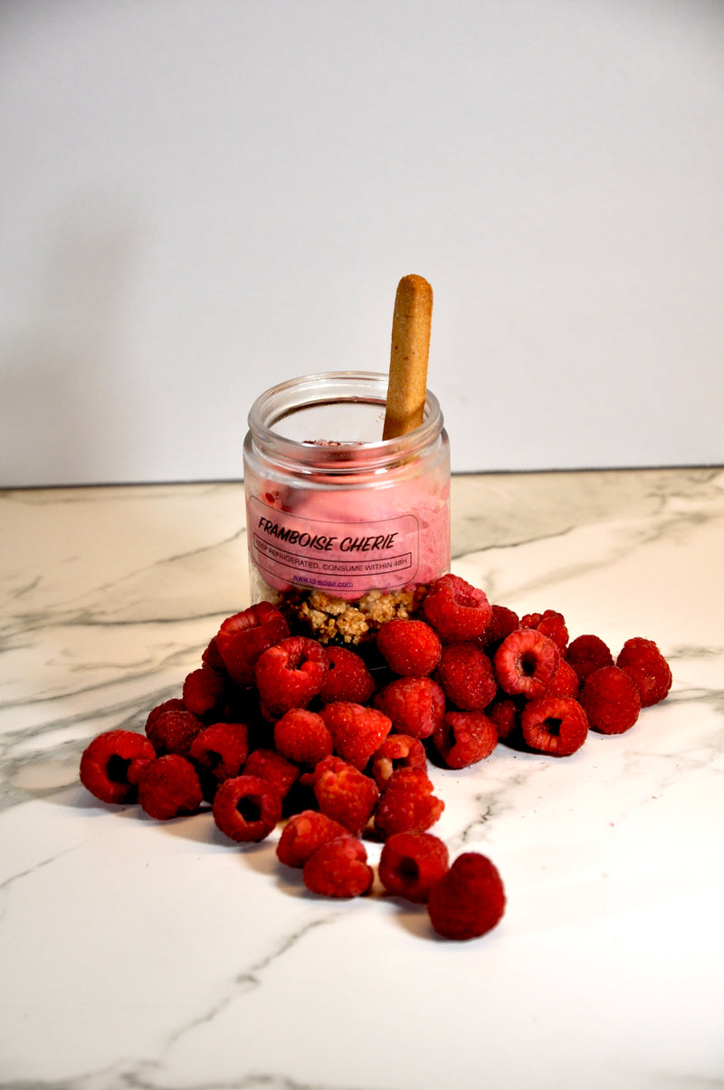 cherry and raspberry dessert jar